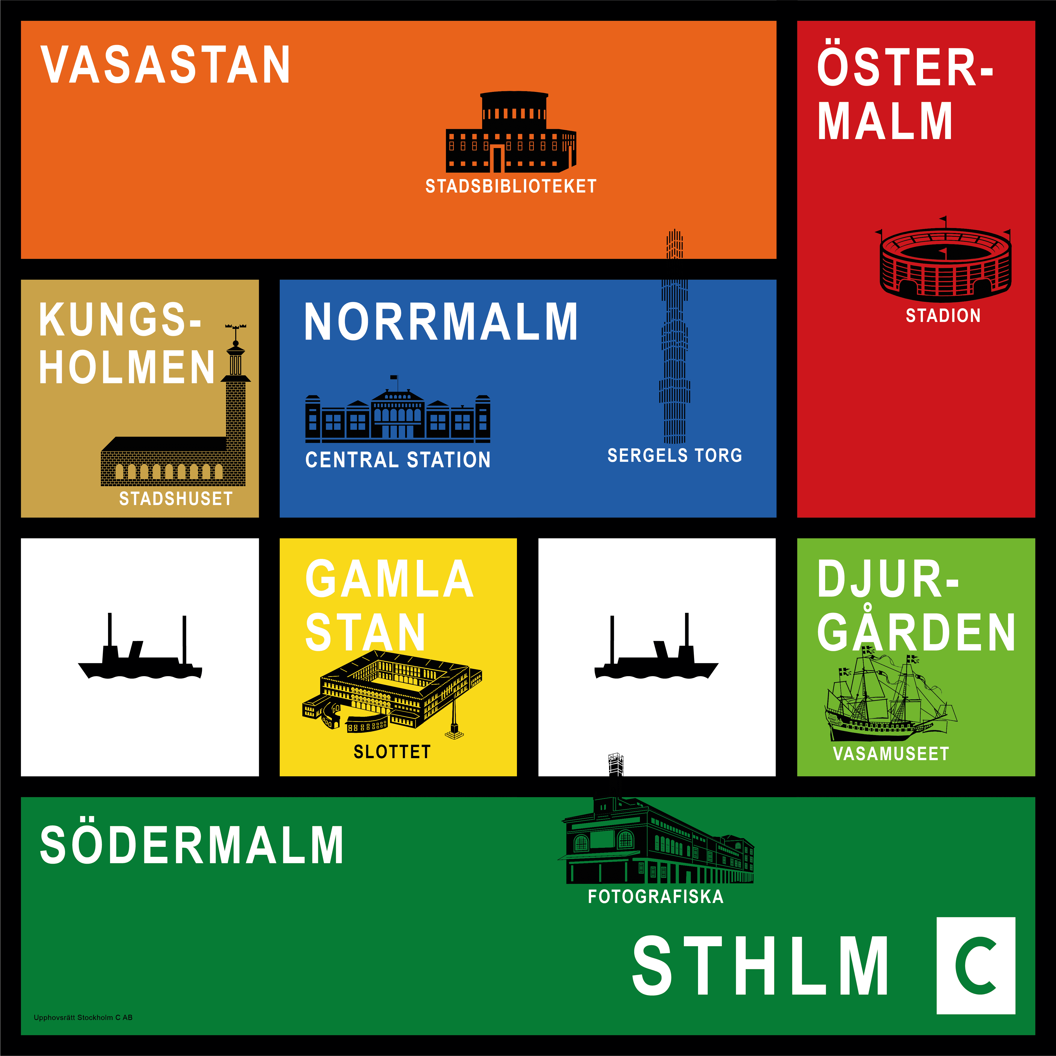 Sthlm C - 7 stadsdelar och 64 huvudgator
